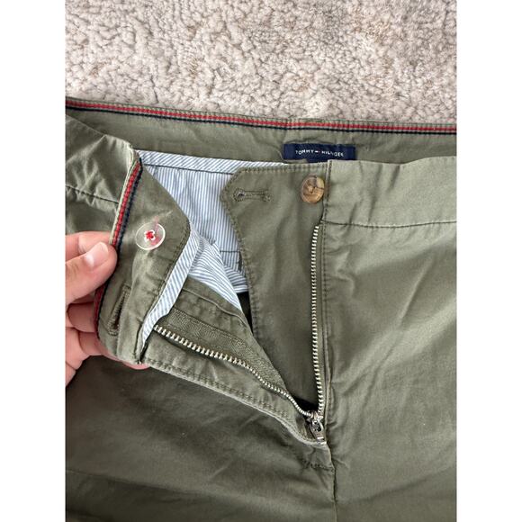 Tommy Hilfiger Size 10 Flat Front Straight Leg Chino Pant Olive Green Button Zip - Picture 7 of 11